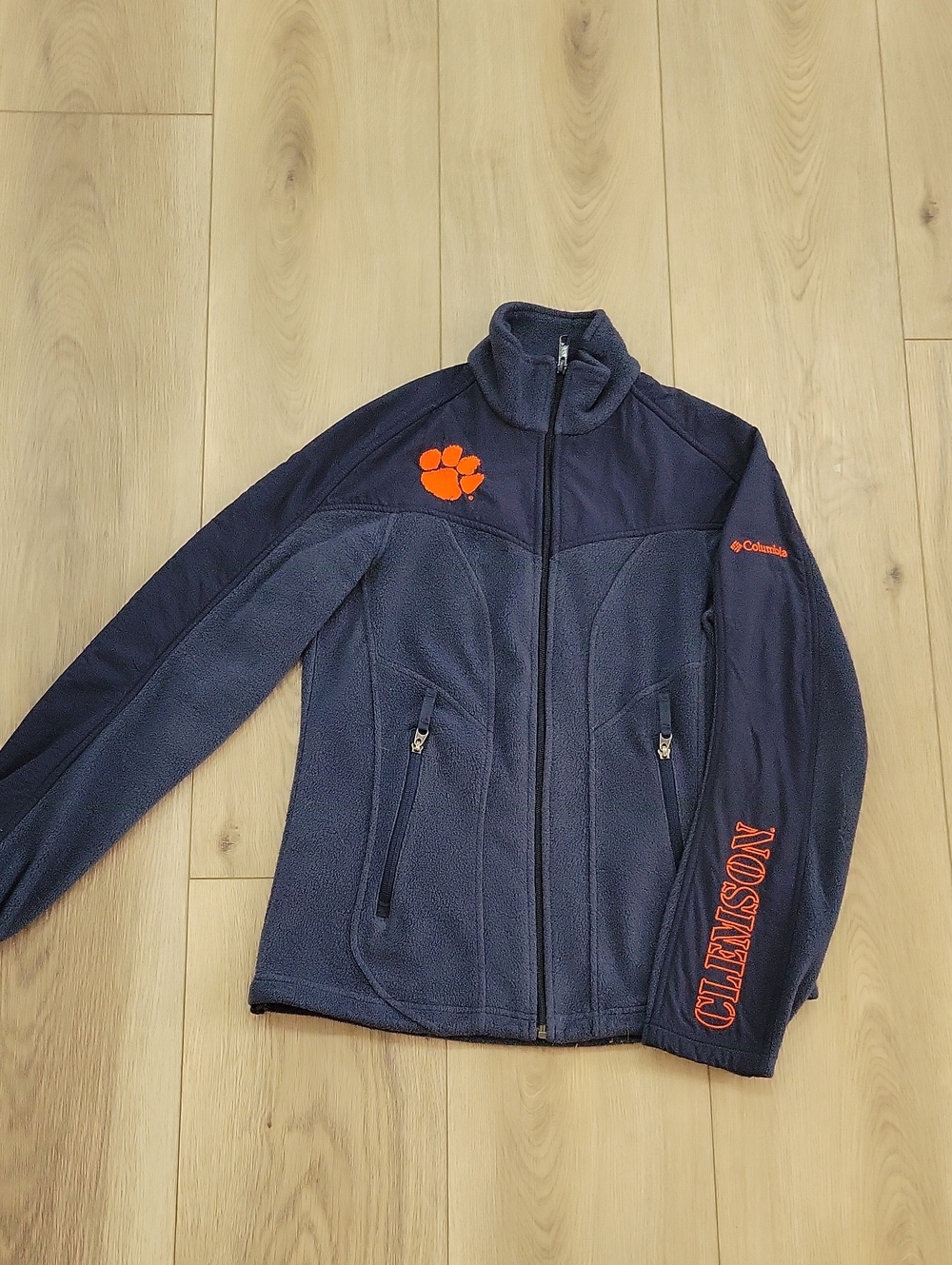 Columbia Women's Navy Fleece Jacket with Orange Clemson Accents